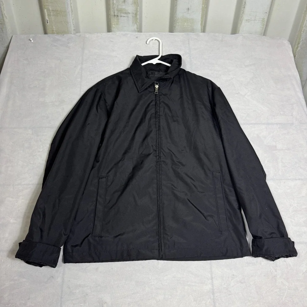 Banana Republic Mens Windbreaker Jacket Black Lined‎ Full Zip Long Sleeve Size S